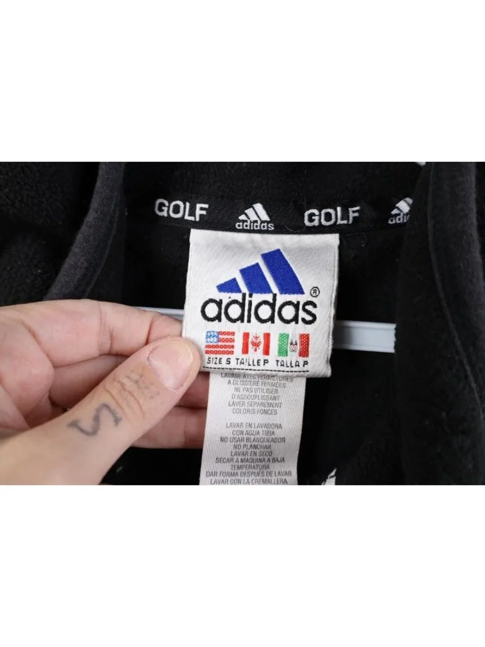 Vintage 90s Y2K Adidas Golf Mens Small Faded Spell Out 1/4 Zip Fleece Sweater